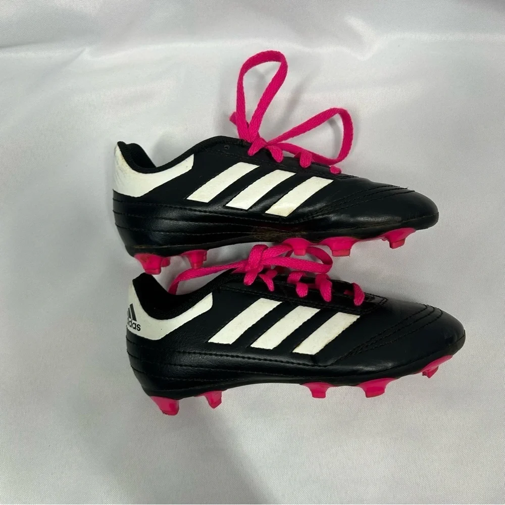 Adidas | Soccer Cleats Black Pink White Girls Lace Up Kids Children’s Size 12K
